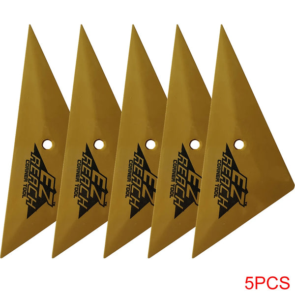 Five gold triangle squeegee tools for window tinting and vinyl application