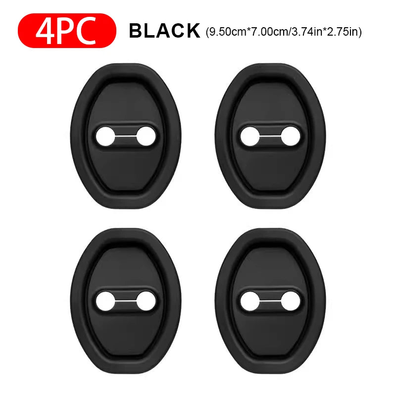 Quatre patins de protection en silicone noirs pour serrure de porte de voiture
