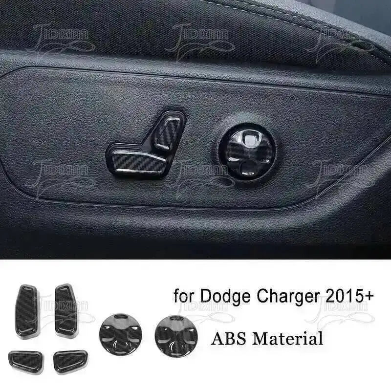 Carbon fiber interior decoration kit for Dodge Charger featuring trim pieces made of ABS material