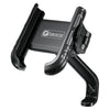 Support universel pour téléphone moto noir avec système de serrage.