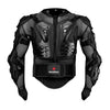 Black heavy-duty motocross riding jacket with mesh and armored panels