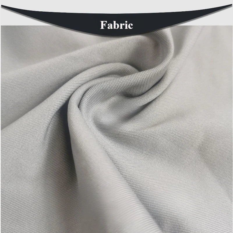 Close-up of a gray fabric material showing a rolled texture for an all-weather windproof balaclava face mask.