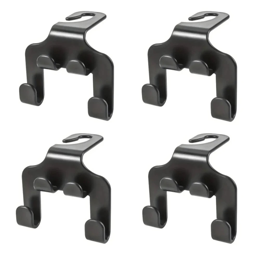 Black universal car seat mobile phone holder and storage hook.