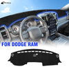 Black custom fit dashboard mat designed for a Dodge Ram vehicle interior