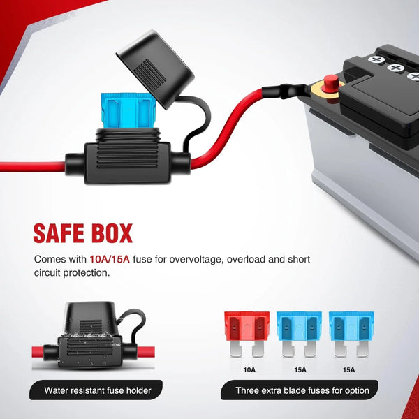 A safe box with a fuse and a water resistant fuse holder for heavy duty wiring harness kit.