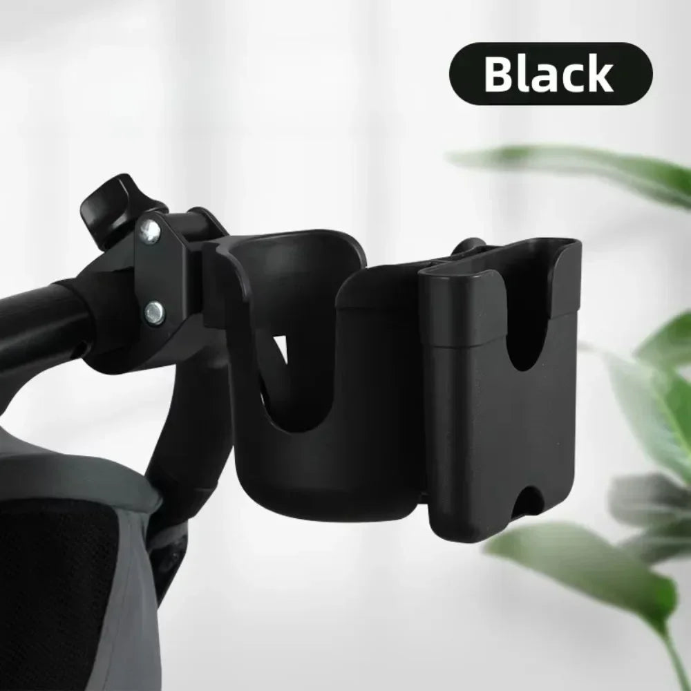 Support de tasse et de téléphone multifonctionnel noir pour poussette.