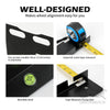 A black professional automotive wheel alignment tool kit showing various components like a level and tape measure.