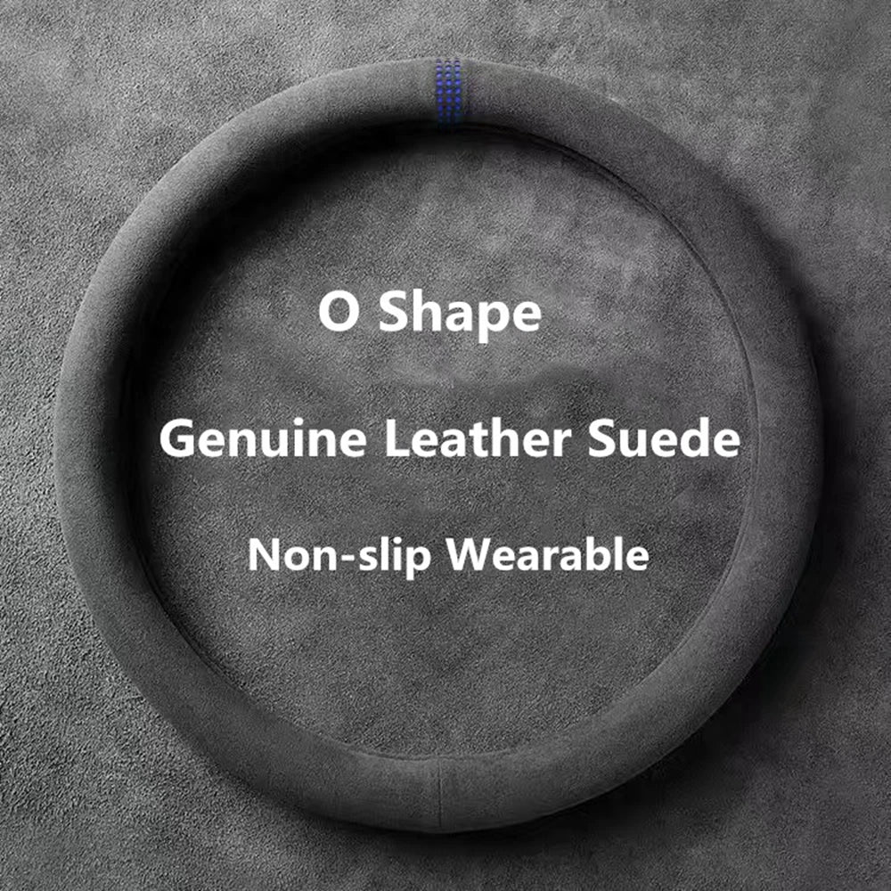 O Shape genuine leather suede steering wheel covers for VW Golf, Passat, and Polo cars