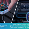 Demonstration of a Bluetooth car audio transmitter connecting a phone to a car radio.