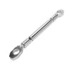 Silver adjustable motorcycle handlebar grip crossbar tool.