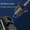 A close-up of a magnetic wireless car charger component showing a 360-degree rotation mechanism.