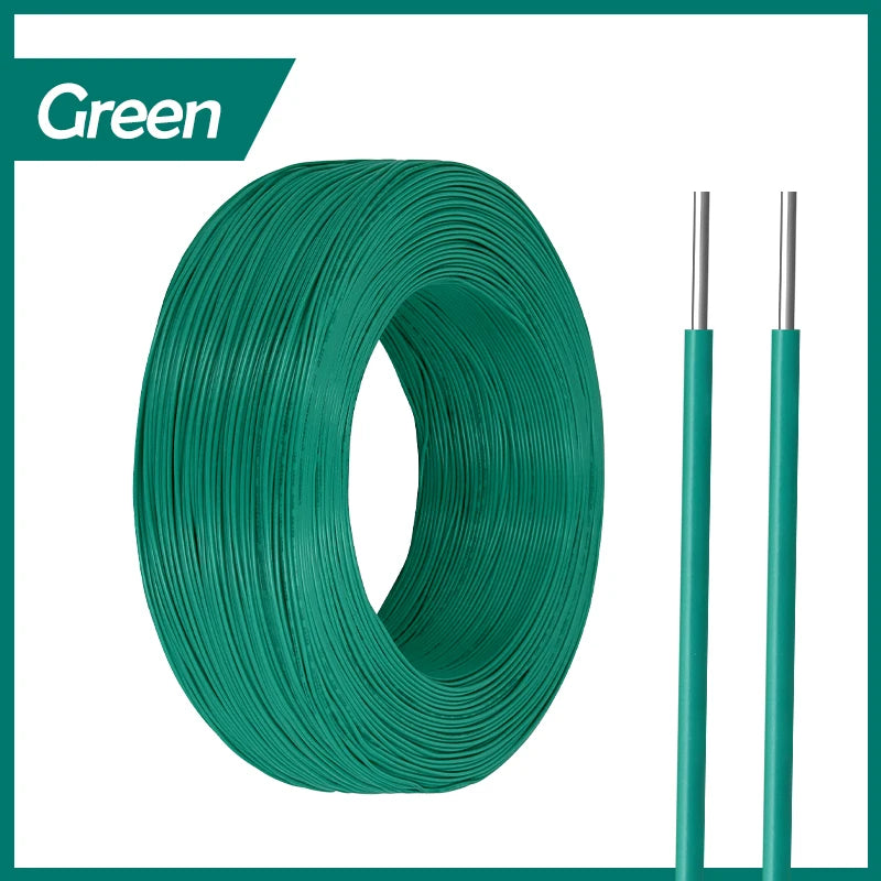 Green heavy duty insulated copper power cable coiled and with individual wires shown