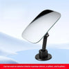 A black adjustable rearview mirror is shown on a stand, suitable for interior or exterior use.