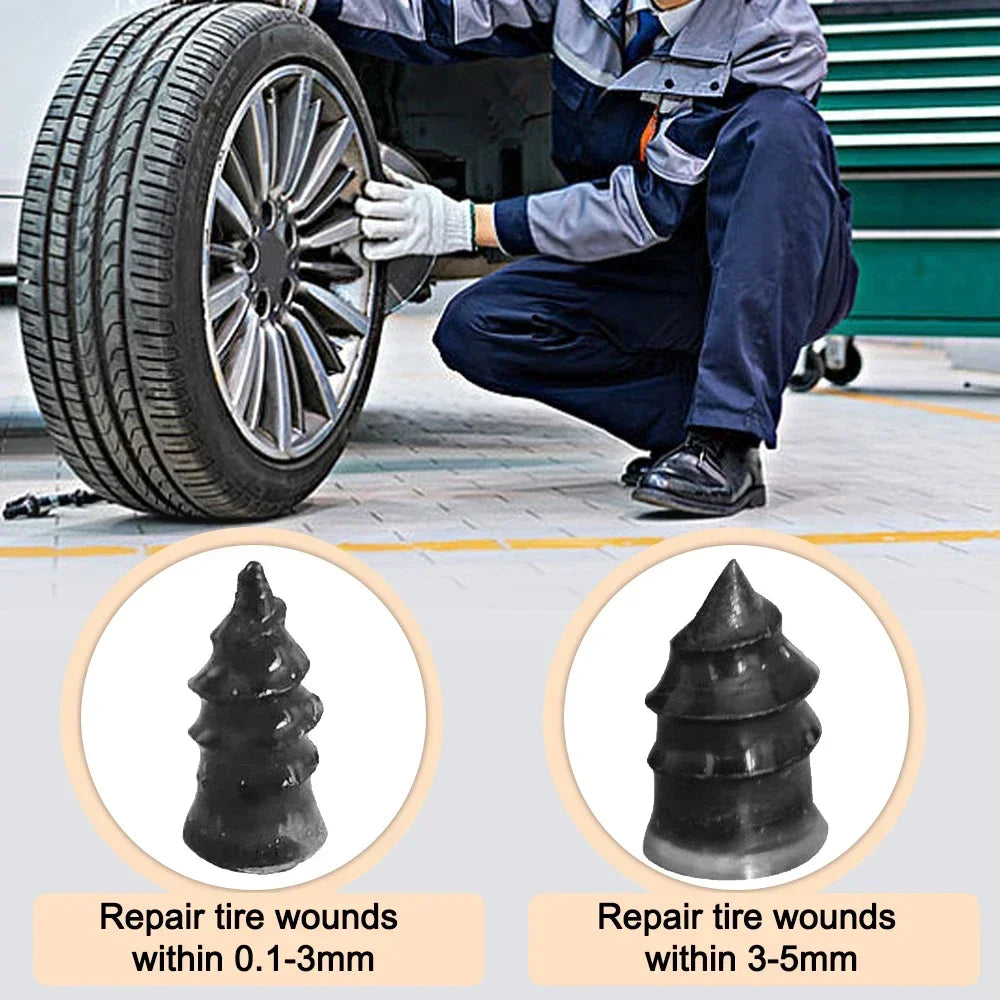 Image showing tire repair plugs with wound depths of 0.1-3mm for universal rubber tire repair.