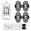 Set von mehrfarbigen RGB-Warn-Stroboskoplichtern mit Ein-/Ausschalter und verschiedenen Modi für Fahrzeuge oder Flugzeuge.