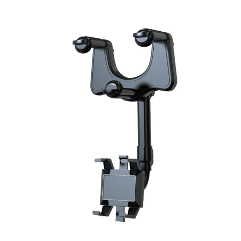 A black universal car phone mount with a retractable clip mechanism.