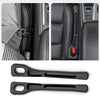 Black universal car seat gap filler strips shown in detail with close-ups of installation.