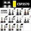 مجموعة من مجموعات تحويل مصابيح سيارات LED CSP3570 بأشكال وتكوينات مختلفة.