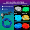 Eight colors of flexible LED wiring strips are shown, including white, fluorescent green, ice blue, blue, and red.