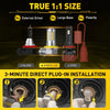 Installation guide showing a direct plug-in process for Canbus LED fog lights in a vehicle.