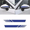 Blue and white racing stripe decals for universal car side mirror customization
