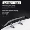 A black painted carbon fiber rear car spoiler wing with mounting hardware.