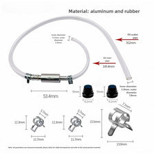 A clear aluminum and rubber brake fluid bleeder hose kit with various fittings and a hose assembly.