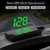 A green GPS HUD speedometer is mounted on a car dashboard, displaying 128 MPH.