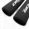 Black motorcycle handlebar grip cover with white text featuring the DS900 logo.