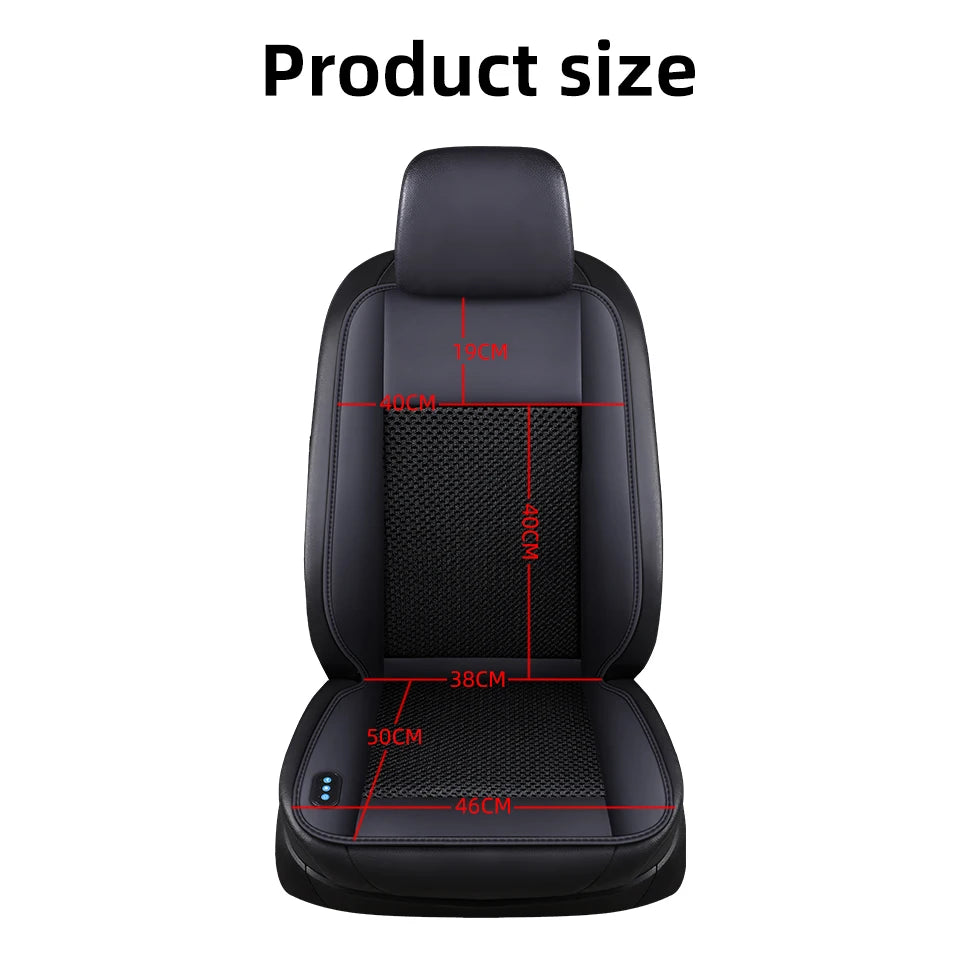 A black 3-in-1 multi-functional car seat cushion shown with various dimensions marked on it.