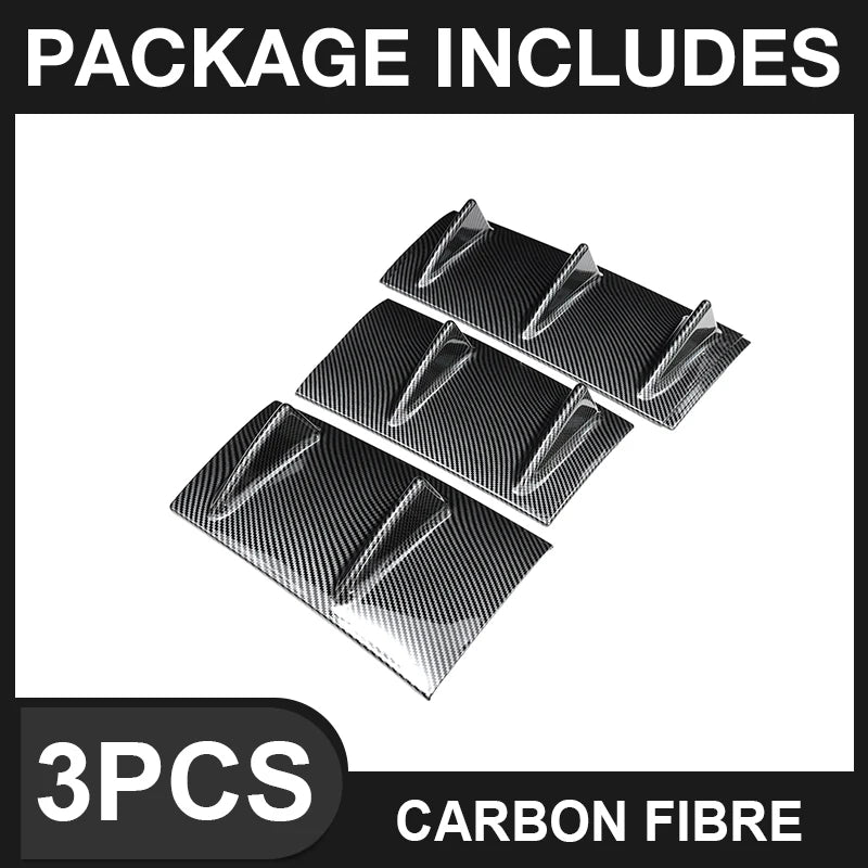 Three pieces of carbon fibre bumper lip diffuser for a universal application.