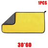 One yellow and black microfiber car cleaning towel.