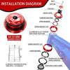 Installation diagram showing components of a 44-55 mm headset including bearing, cups, and race diameter.