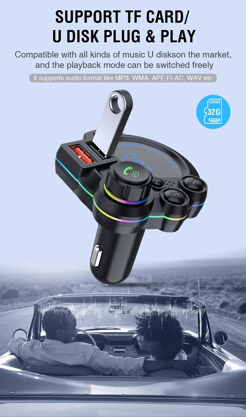 Multi-Function Car Charger with Bluetooth and Fast Charging