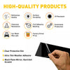A hand holds a clear protective film applied to a black piano mirror window door pillar trim.