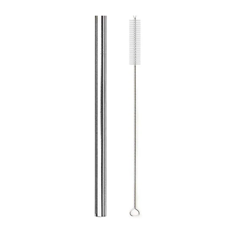 Set wiederverwendbare Trinkhalme aus 304 Edelstahl, inklusive langer Stroh und Reinigungsbürste