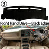 Black edge dashboard cover for a vehicle, shown in the context of a Chevrolet Silverado interior.