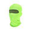 Helle limettengrüne Balaclava-Gesichtsmaske mit schwarzer Augenöffnung.