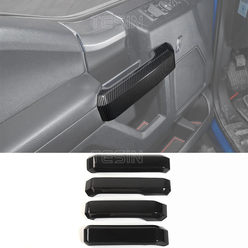 Pièce de garniture en fibre de carbone noire pour la console centrale d'un Ford F-150