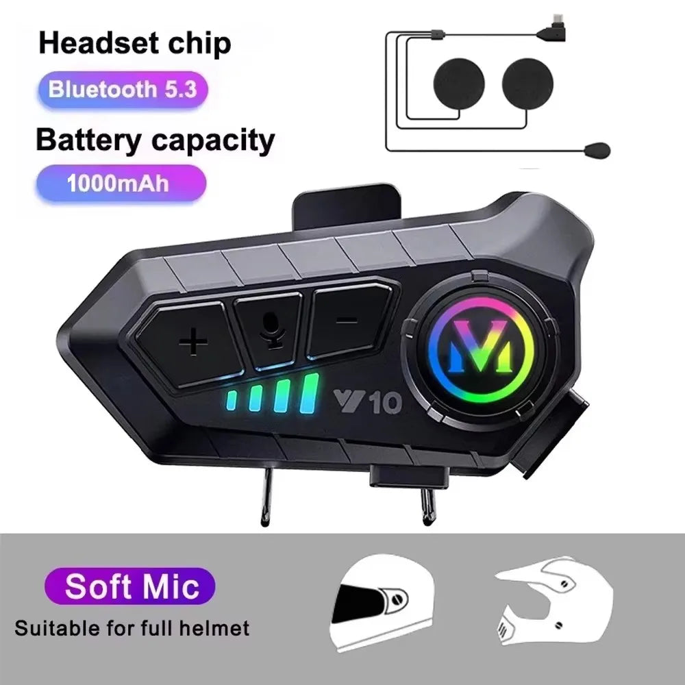 A black headset chip and earphones with a battery capacity of 1000mAh and a soft mic suitable for a full helmet.