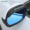 Close-up view of carbon fiber rain guards for Nissan Qashqai side mirrors installed on a vehicle.