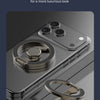 A close-up of a light luxury electroplated metal phone ring stand with a dual-sided grip shown on a dark surface.