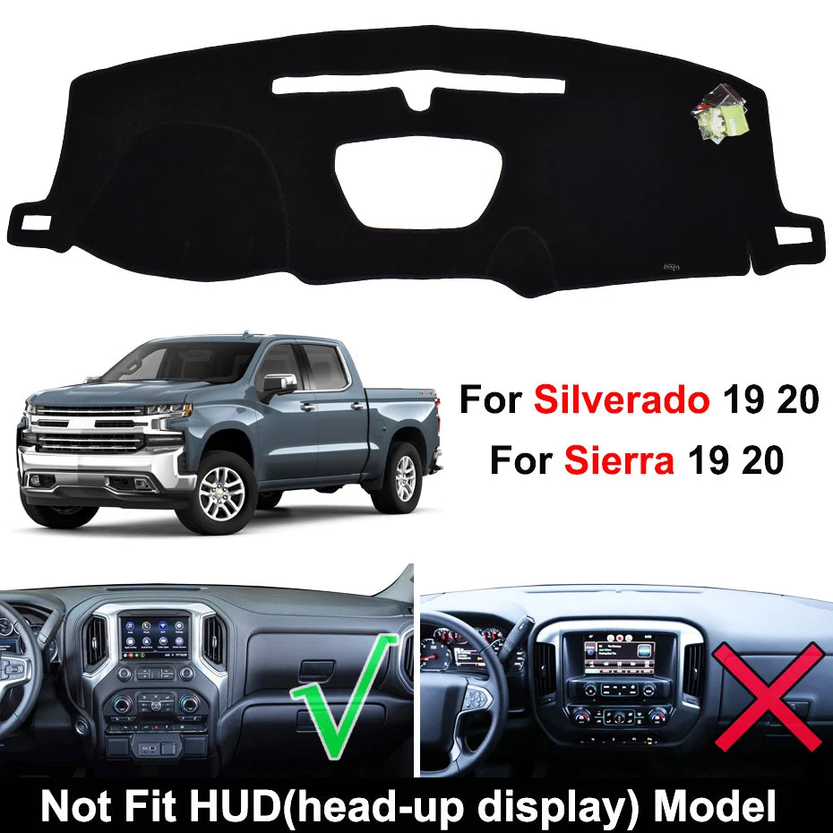 Schwarze Armaturenbrettabdeckung für Silverado- und Sierra-Trucks mit Head-up-Display-Ausschnitt