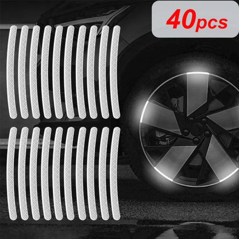 40 pieces of multi-color reflective safety stickers designed for wheels and helmets