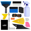 A kit of tools for professional car window film installation, including squeegees, blades, and application tools.