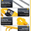 Product details showing a hard lock lever, pure copper cylinder, surface dip molding process, and soft rubber protective cove