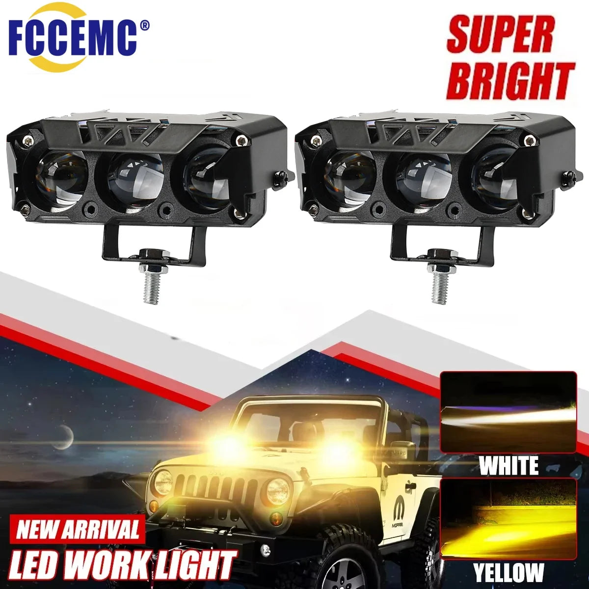 Dual-Color LED Spotlight Headlight for Vehicles