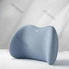 A light blue ergonomic memory foam neck and lumbar pillow set shown from the side.