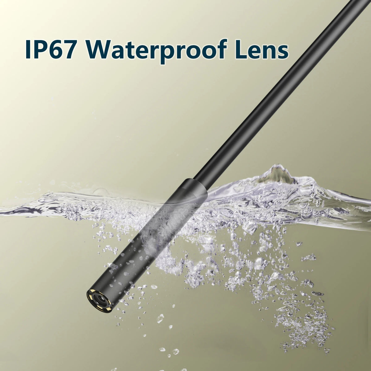 Ein Endoskop-Linsensystem, das in Wasser eingetaucht ist, demonstriert seine IP67-Wasserfestigkeit.