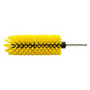 Yellow multipurpose drill brush designed for cleaning wheels and tires